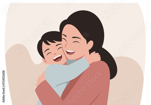Heartwarming embrace between mother and child home cozy environment family bonding