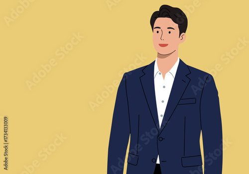 Professional man in suit office setting digital minimalist style confident posture