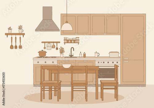 Culinary creations in a modern kitchen home interior design digital minimalist style elevated perspective