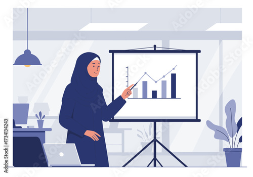 Presentation on business growth trends office setting infographic content professional environment informative viewpoint