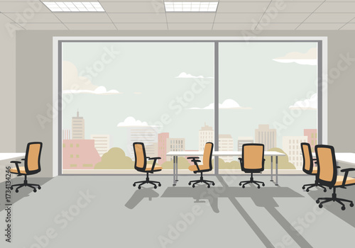 Office meeting preparation urban office modern workspace interior view productivity concept