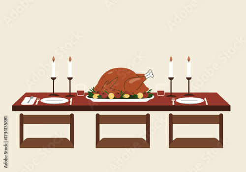 Thanksgiving feast action dining room digital festive table view culinary delights