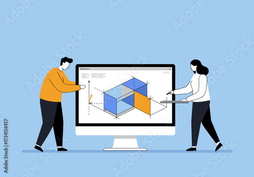 Collaboration on modeling office environment digital design teamwork creative process engaging viewpoint
