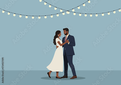 Romantic dance celebration elegant venue digital soft lighting intimate moment love concept