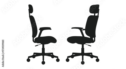 Two office chairs facing each other depicted in dark silhouette