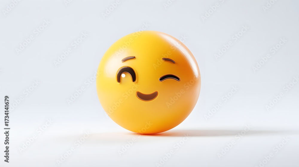Fototapeta premium Playful Winking Smiley Face Emoji on a Light Background