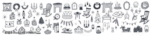 Charming Collection of Cozy Holiday Illustrations Featuring Festive Decorations, Vintage Accents, and Seasonal Symbolism for a Whimsical Winter Atmosphere
