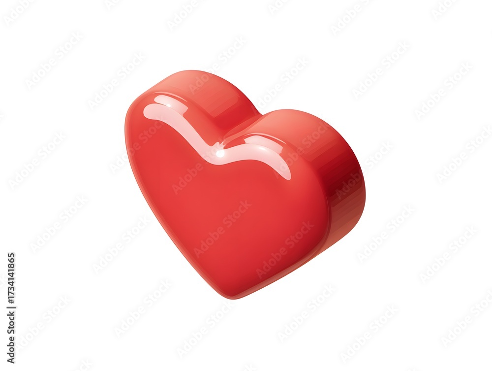 Fototapeta premium Glossy Red Heart Shape with Smooth Finish for Creative Designs