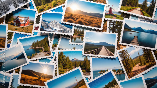 Beautiful collection of scenic photographs showcasing mountains, lakes, and forests, evoking sense of adventure and tranquility