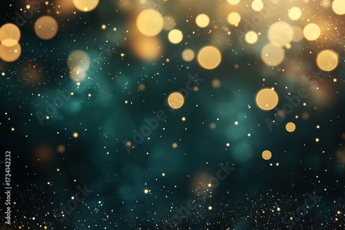 Wallpaper Mural Abstract background with golden bokeh lights and glitter on a dark green backdrop abstract festive holiday. Torontodigital.ca
