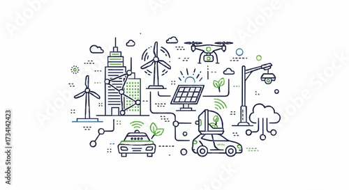 Eco Smart City Infographic Vector
