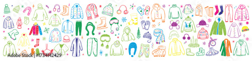 A Colorful Array of Winter Clothing and Accessories Illustrating Various Styles and Functions for Cold Weather Comfort and Fashion Trends