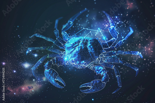 Astrological abstract composition with concept of Cancer zodiac sign symbol