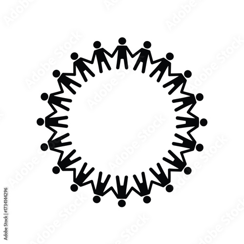 Unity in Diversity Stick Figures Holding Hands in Circle