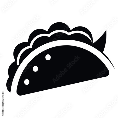 Black and White Taco Illustration Delicious Mexican Cuisine Icon Isolated