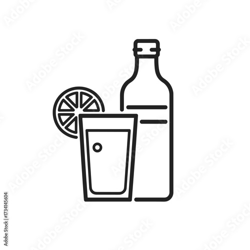 Minimalist Black and White Beverage Setup Illustration