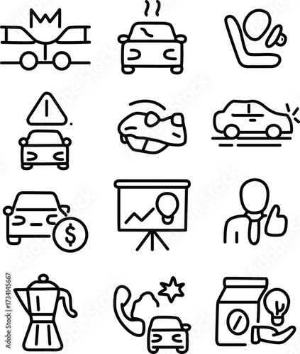 Car Safety and Issues Icons Design Illustration