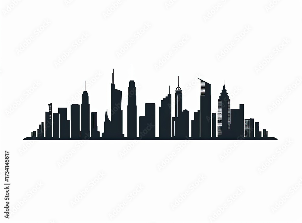 Naklejka premium Cityscape silhouette buildings with background skyline for architectural design