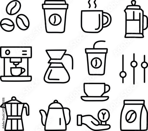Coffee and Its instrument Icons Collection