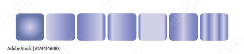 A row of seven rounded rectangles with different shades of purple and blue, isolated on a transparent background