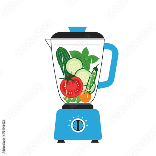 Healthy and delicious vegetables being blended in a modern appliance for nutrient rich smoothies.
