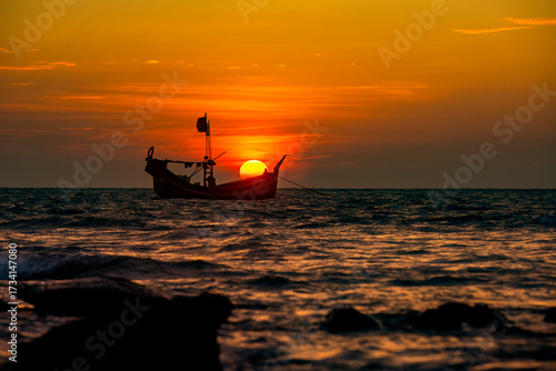 Beautiful sunset at St. Martin's Island, Teknaf, Cox's Bazar.
The St. Martin's Island, locally known as Narkel Jinjira, is the only coral island and one of the most famous tourist spots of Bangladesh