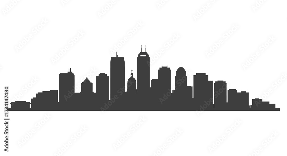 Obraz premium Striking city skyline against a white background a bold dark silhouette