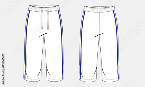 Sweatpant technical drawing fashion flat sketch vector illustration template front and back