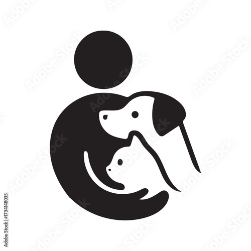 Loving embrace symbol capturing human compassion for dogs and cats representing veterinary care animal welfare and pet adoption concept silhouette