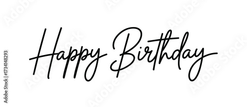 Elegant Cursive Happy Birthday Text on White Background