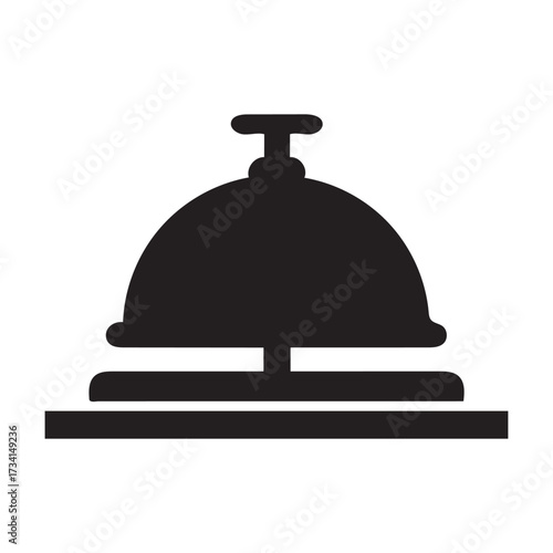 Classic hotel service desk bell icon symbolizing hospitality customer service and a call for attention in a simple silhouette graphic silhouette