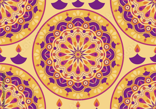 Seamless pattern for Diwali holiday. Diwali background. Indian seamless pattern
