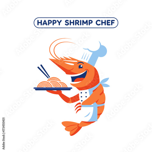 chef shrimp food cooking plate dinner food fresh logo illustration