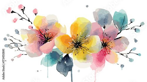 Vibrant Watercolor Floral Painting Vector for Professional Designs