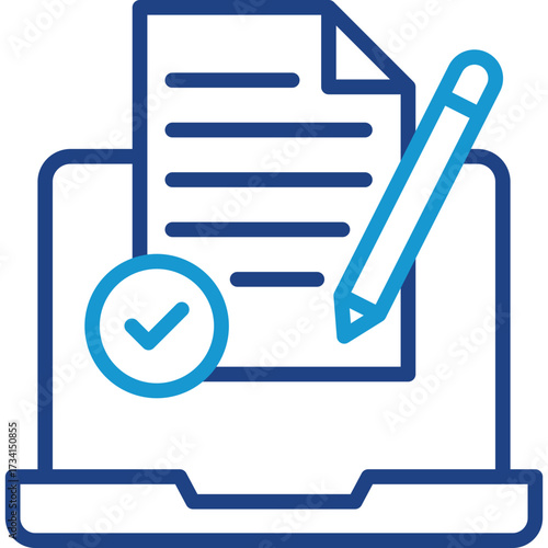 Online Assignment line color icon