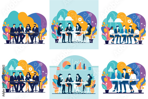 Corporate Presentation and Partnership Vector Icons