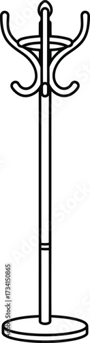 Simple coat rack design coloring page easy outline for children and adults isolated on transparent background , line art illustration for children's simple coloring book
