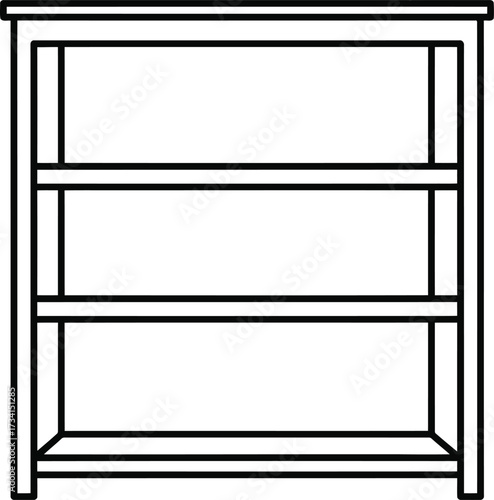 Simple three-shelf bookshelf outline for coloring pages creative craft projects isolated on transparent background line art illustration for coloring book
