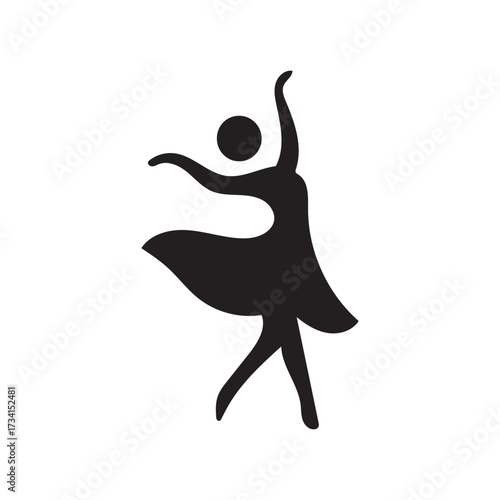 Elegant silhouette of a graceful ballet dancer in mid-pose expressing movement and artistic expression with flowing form silhouette