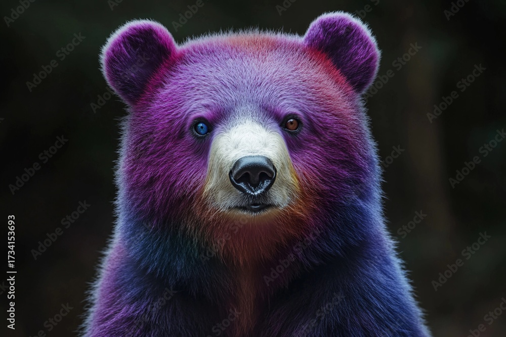 Obraz premium Colorful bear showcasing vibrant hues influenced by emotions in a natural setting