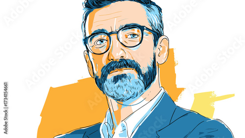 Confident Bearded Male Entrepreneur in Stylish Eyewear Portrait