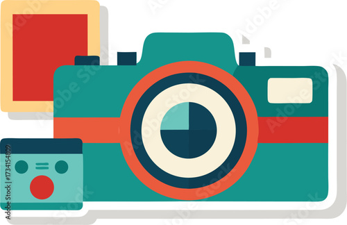 Vintage camera passport boarding pass travel photography vector illustration for eps download