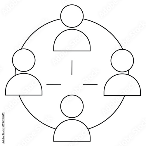 People in Circle, Social Group Unity Pictogram. Business and Partnership Symbol.
