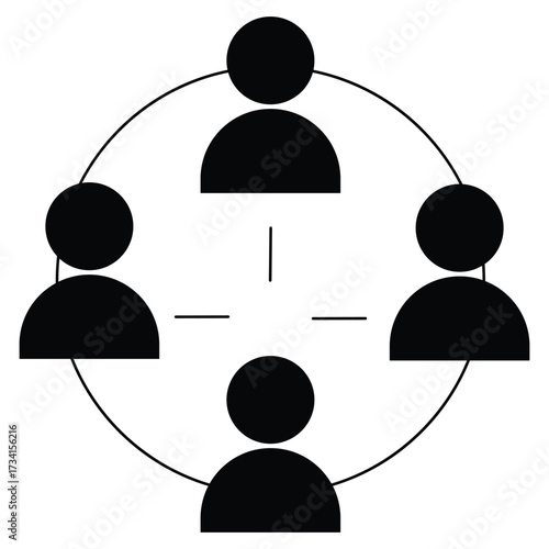 People in Circle, Social Group Unity Pictogram. Business and Partnership Symbol.