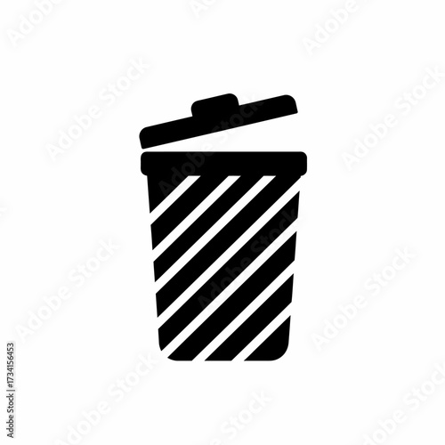 Simple striped trash can icon for waste disposal and deletion