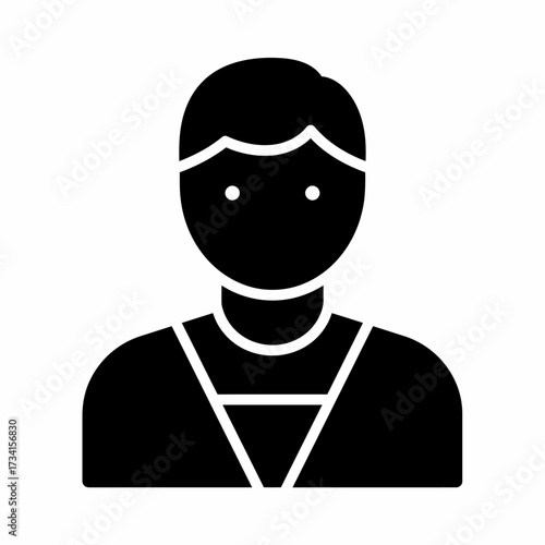 Solid glyph icon of a male person, user avatar for profile