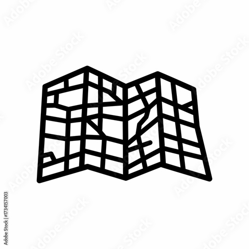 Folded paper map icon for navigation and travel directions