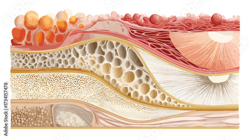 Detailed Skin Layers and Structure Vector Illustration