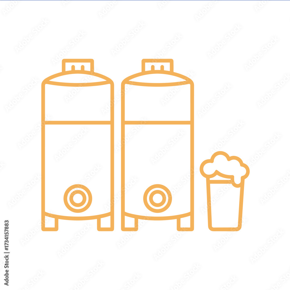 Fototapeta premium Minimalist Line Art of Beer Fermenters and Glass