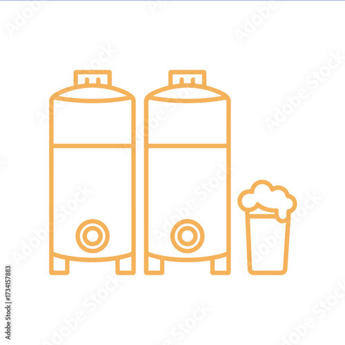 Minimalist Line Art of Beer Fermenters and Glass